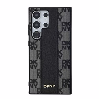 DKNY Leather Checkered Mono Pattern MagSafe Ümbris jaoks Samsung Galaxy S24 Ultra - Must
