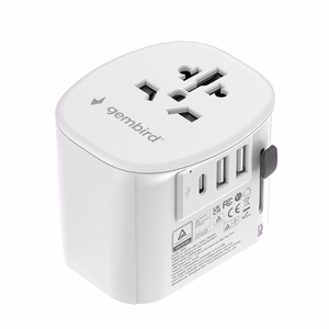 Gembird TPA-EU2A1C15-01-W maandatud universaalne reisiadapter, 15 W, valge