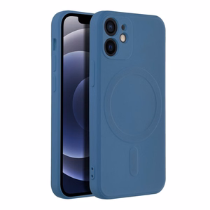 Чехол для iPhone 12 Mini силиконовый Mag Cover совместимый с MagSafe синий