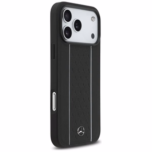 Mercedes Leather Star Pattern Stripes MagSafe Ümbris jaoks iPhone 17 Pro Max - Must