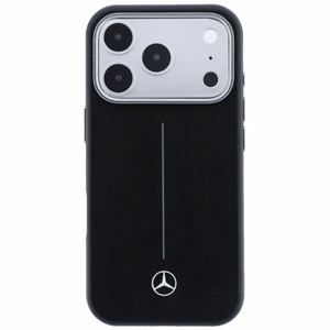 Mercedes кожаный Iconic Line MagSafe чехол iPhone 17 Pro Max - черный