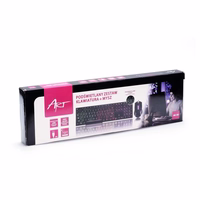 ART komplekt juhe klaviatuur USB A QWERTY koos light + juhe hiir USB A koos light AK-50 must