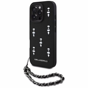 Karl Lagerfeld Saffiano Crystals с цепочкой чехол для iPhone 16 Pro Max - черный
