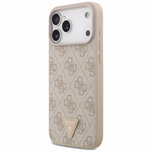 Guess Leather 4G Triangle Strass MagSafe ümbris mudelile iPhone 17 Pro Max / 18 Pro Max – roosa