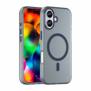 Magnetic Abrasive iPhone 17 Ümbris Compatible with MagSafe - Matt Sinine