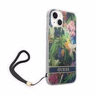 Guess GUOHCP14SHFLSB iPhone 14 6.1 "sinine / sinine hardcase Flower Strap