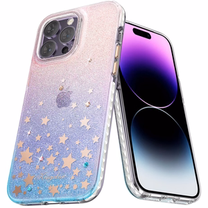 Kingxbar Heart Star Series ümbris iPhone 14 Plus'ile, mille puhul on tähtedega tähti