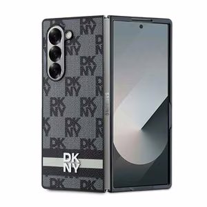 DKNY Checkered Pattern Printed Stripes ümbris jaoks Samsung Galaxy Z Fold 6 - must
