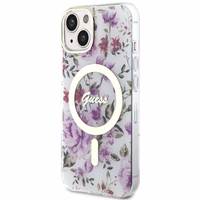 Guess GUHMP14MHCFWST iPhone 14 Plus 6.7" läbipaistev hardcase Flower MagSafe
