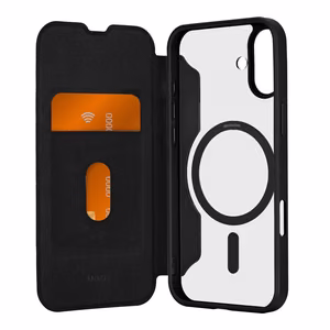 Puro Book Mag MagSafe Leather Ümbris with Flap and Card Slot jaoks iPhone 16 Plus - Must