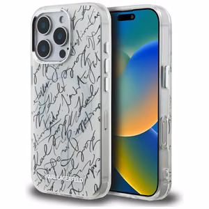 Karl Lagerfeld IML Karl Script Pattern MagSafe Ümbris jaoks iPhone 16 Pro Max - Valge