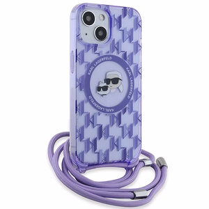 Karl Lagerfeld IML Crossbody Monogram Karl & Choupette Head MagSafe ümbris jaoks iPhone 15 / 14 / 13 - lilla