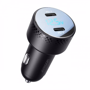 Autolaadija Joyroom „JR-CCD02" must 70W (2xUSB-C) LED-ekraaniga