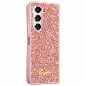 Guess Glitter Script чехол для Samsung Galaxy Z Fold 5 - розовый