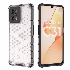 Honeycomb case бронированная крышка с гелевой рамкой Realme C31 прозрачный