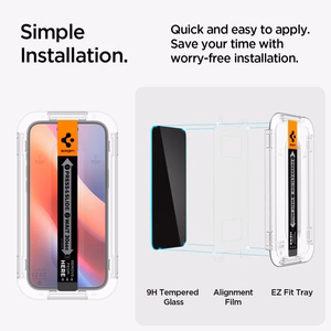 Spigen Glas.tR EzFit Privacy закалённое стекло для iPhone 15/16 с адаптером (2 шт.)