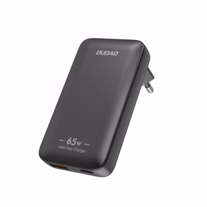 Dudao A65Q 65W GaN Дорожное зарядное устройство USB-A USB-C PD ультратонкое EU US - чёрный
