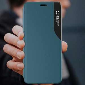 Eco Leather View Case elegantne raamaturiiuli tüüpi ümbris koos jalutusalusega iPhone 13 mini jaoks punane