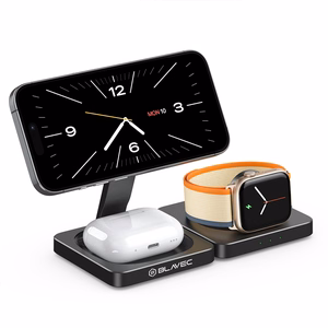 Blavec Induktsioonilaadija BQI-02 Qi 15W magnetiline Magsafe 3 in 1 Apple/Samsung Watch (BQI02-QIMB) must