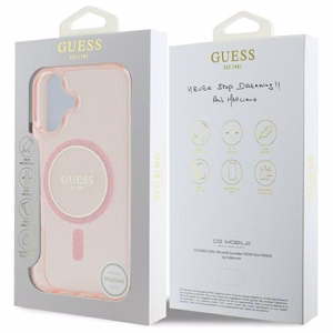 Guess GUHMP16SHFGEREP iPhone 16 6.1" roosa/roosa hardcase IML Glitter Circle MagSafe