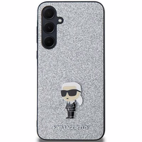 Karl Lagerfeld Fixed Glitter Ikonik Logo Metal Pin ümbris jaoks Samsung Galaxy A35 - hõbedane
