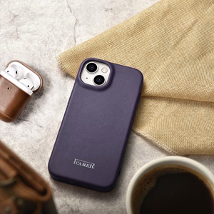 iCarer CE Premium Leather Folio Case iPhone 14 Plus Magnetic Flip Leather Folio Case MagSafe Dark Purple (WMI14220715-DP)