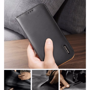 Dux Ducis Hivo Nahast Flip Cover Ehtne nahast rahakott kaartide ja dokumentide jaoks iPhone 14 Pro Max Brown