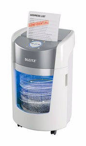 Leitz IQ OptiMax Small Office 350 – P-5 mikrolõikega paberipurustaja, 22 l, valge (83590000)