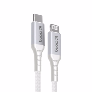 Crong Armor Link MFi USB-C–Lightning kiirlaadimiskaabel, 1,5 m, valge