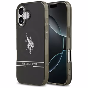 US Polo DH and Bottom Stripe Logo MagSafe чехол iPhone 17 - черный