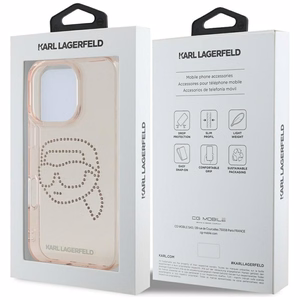 KARL LAGERFELD ümbris jaoks IPHONE 16 Pro KLHCP16LHKHDCELP (IML Rhinestones S K Head) roosa