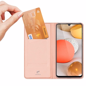 DUX DUCIS Skin Pro raamaturiiuli tüüpi ümbris Samsung Galaxy A42 5G roosa jaoks