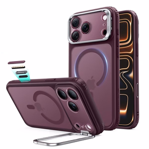 ESR Classic Hybrid Kickstand MagSafe ümbris mudelitele iPhone 18 Pro / 17 Pro, matt tumeda kirsipunase värviga