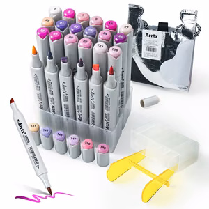 Double-sided Marker Pens ARRTX Oros, 24 Colours, lilla tone shade