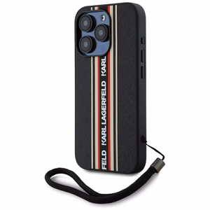 Karl Lagerfeld Saffiano Athleisure Stripes Cord iPhone 15 Pro Ümbris - Punane