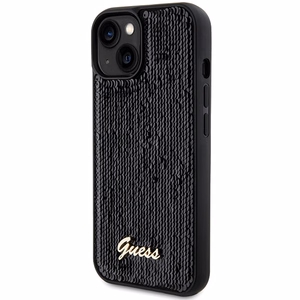 Guess Sequin Script Metal чехол для iPhone 14 / 15 / 13 - чёрный
