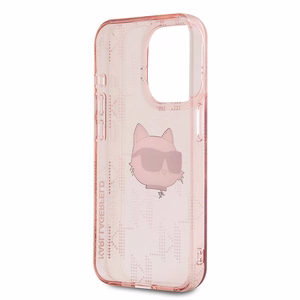 Чехол Karl Lagerfeld IML Choupette Head & Monogram для iPhone 15 Pro Max - розовый