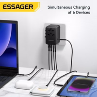 Laadija Essager "Travel Global 2" Must 65W (3xPD / 2xQC3.0) (EU / US / UK)
