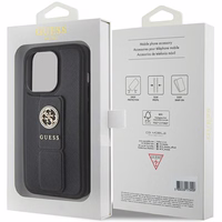 Guess Grip Stand 4G Saffiano Strass ümbris jaoks iPhone 15 Pro Max - must