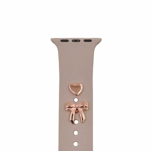 Pin Charms set for watch straps bow rose gold
