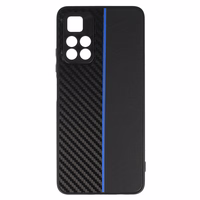 Tel Protect CARBON Ümbris jaoks Xiaomi Redmi Note 11 5G/Note 11S 5G/Poco M4 Pro 5G Must with sinine stripe