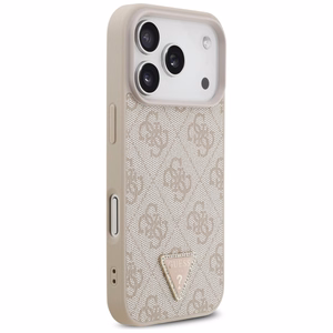 Guess Leather 4G Triangle Strass MagSafe ümbris iPhone 18 Pro / 17 Pro – roosa
