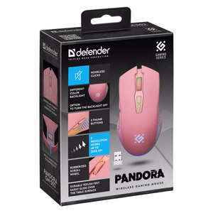 Defender Pandora RF juhtmevaba hiir roosa 3200 DPI 7P