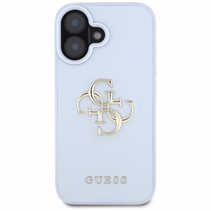Guess Grained Big 4G Logo Small Classic Logo ümbris jaoks iPhone 16 - sinine