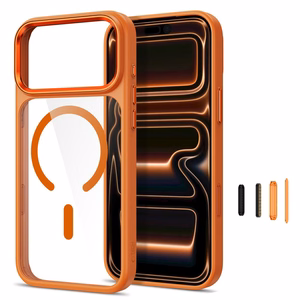 Tech-Protect Magmat MagSafe CC ümbris mudelile iPhone 17 Pro Max / 18 Pro Max – oranž ja läbipaistev