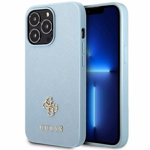 Guess Saffiano 4G Small Metal Logo ümbris jaoks iPhone 13 Pro Max - sinine