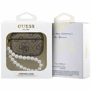Чехол Guess 4G Pearl Strap для AirPods Pro 3 коричневый