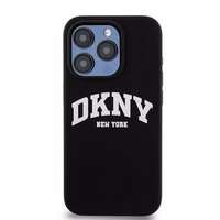 DKNY Liquid Silicone Valge Printed Logo MagSafe iPhone 15 Pro Ümbris - Must
