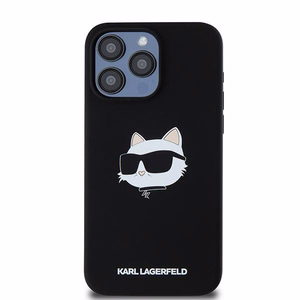 Силиконовый чехол Karl Lagerfeld Choupette Head MagSafe для iPhone 15 Pro Max - чёрный