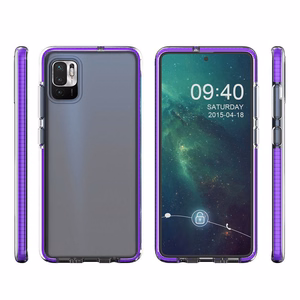 Spring Case läbipaistev TPU geelist kaitsekate värvilise raamiga Xiaomi Redmi Note 10 5G / Poco M3 Pro mustale